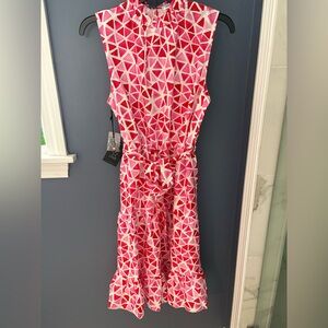 Area Stars NEW Pink and White MIDI Dress